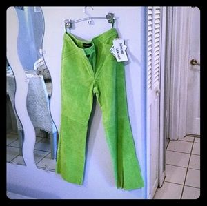 Green Suede Leather Pant